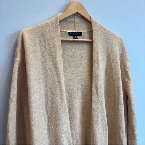 Banana Republic Medium Duster Cardigan CamelTan Open Front wool mohair fluffy - Picture 5 of 11